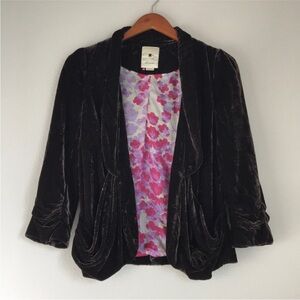 Anthropologie Elevenses Crushed Velvet Jacket